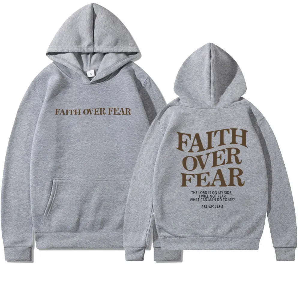 Faith Over Fear Christian Hoodie Christian Sweatshirt Jesus Hoodie Trendy Hoodie Bible Verse Shirt Unisex Aesthetic Clothes StreetSharks