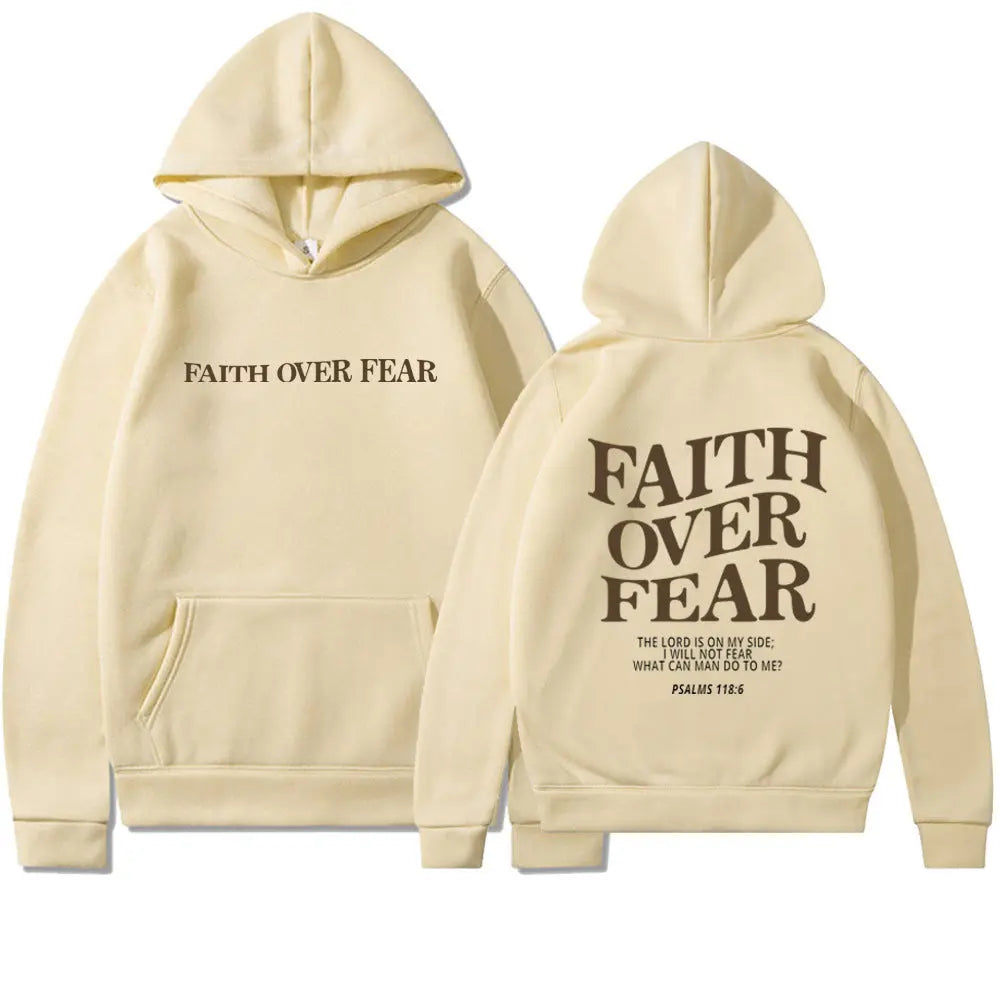 Faith Over Fear Christian Hoodie Christian Sweatshirt Jesus Hoodie Trendy Hoodie Bible Verse Shirt Unisex Aesthetic Clothes StreetSharks