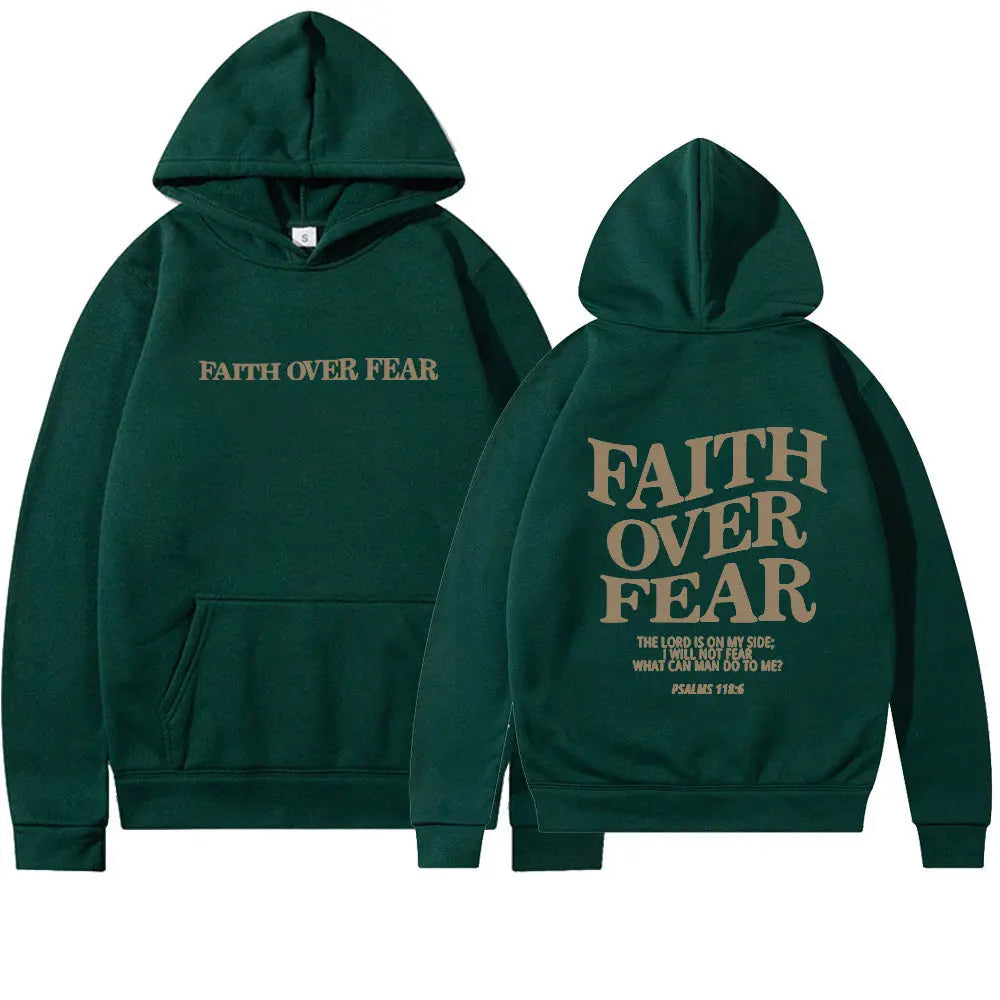 Faith Over Fear Christian Hoodie Christian Sweatshirt Jesus Hoodie Trendy Hoodie Bible Verse Shirt Unisex Aesthetic Clothes StreetSharks