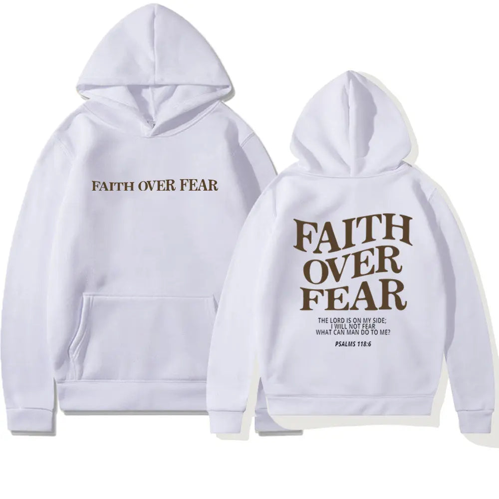 Faith Over Fear Christian Hoodie Christian Sweatshirt Jesus Hoodie Trendy Hoodie Bible Verse Shirt Unisex Aesthetic Clothes StreetSharks