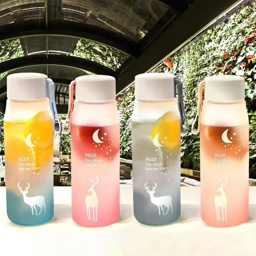 Fashion 600ml Student Water Bottle Little Deer Plastic Cute Creative Outing Portable Bottle Translucent Water Bottle For Girls Streetsharks