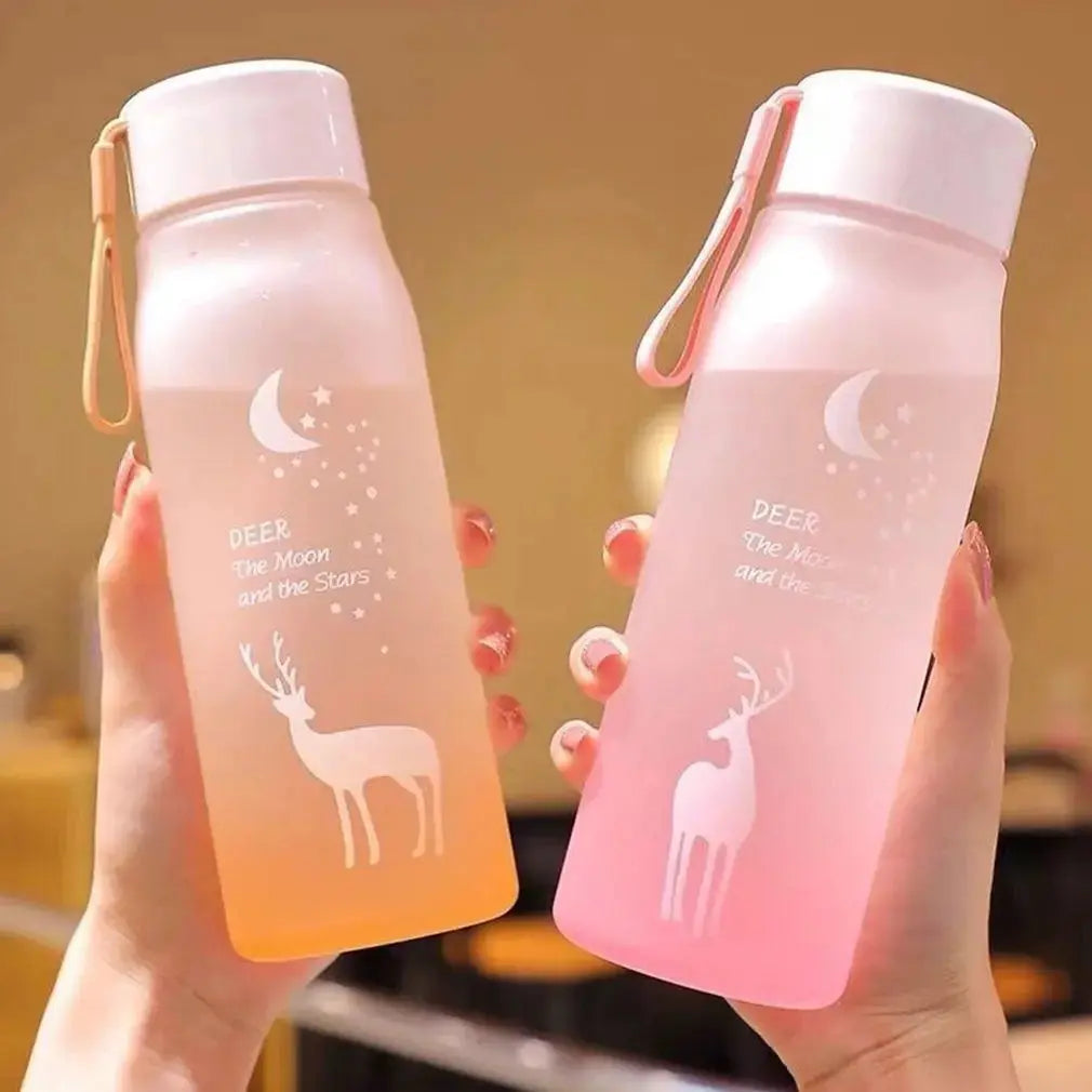 Fashion 600ml Student Water Bottle Little Deer Plastic Cute Creative Outing Portable Bottle Translucent Water Bottle For Girls Streetsharks