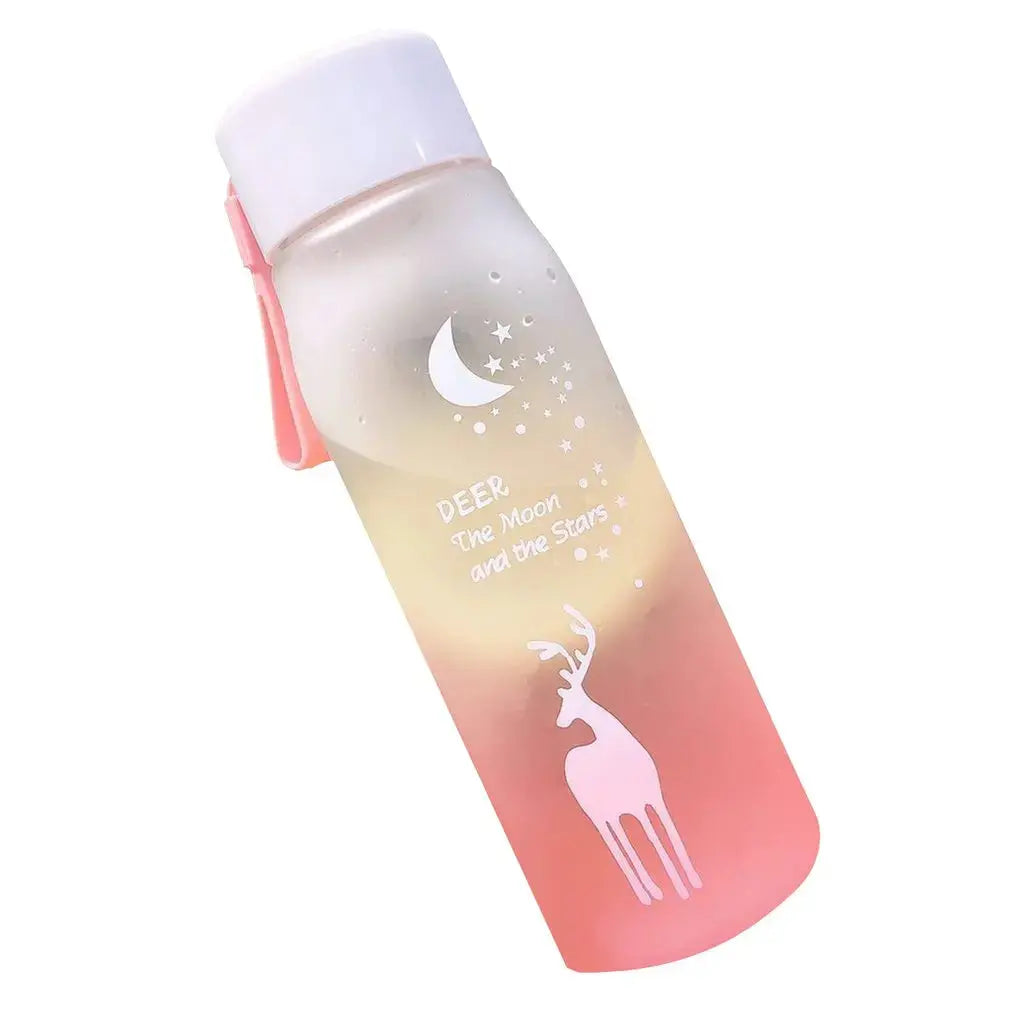 Fashion 600ml Student Water Bottle Little Deer Plastic Cute Creative Outing Portable Bottle Translucent Water Bottle For Girls - Streetsharks