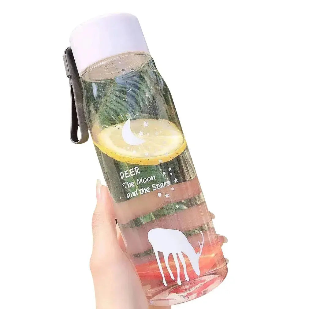 Fashion 600ml Student Water Bottle Little Deer Plastic Cute Creative Outing Portable Bottle Translucent Water Bottle For Girls - Streetsharks