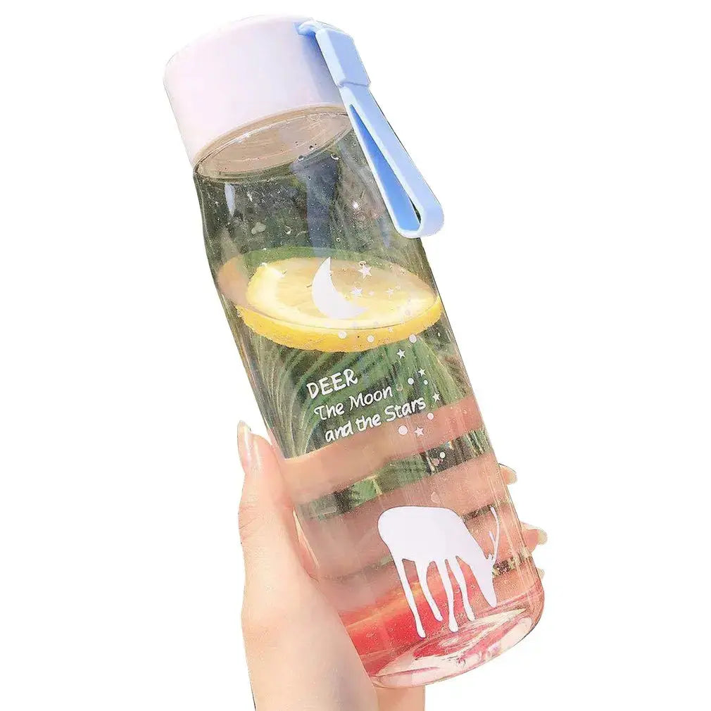 Fashion 600ml Student Water Bottle Little Deer Plastic Cute Creative Outing Portable Bottle Translucent Water Bottle For Girls - Streetsharks