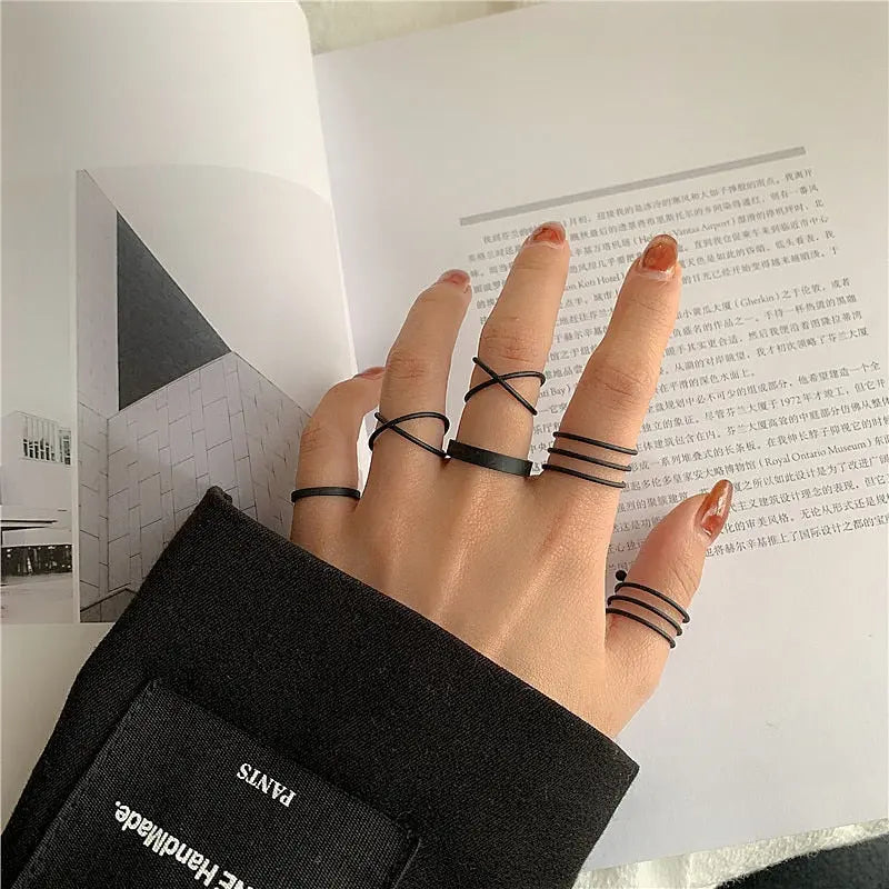 Fashion Jewelry Rings Set Hot Selling Metal Hollow Round Opening Women Finger Gift Streetsharks