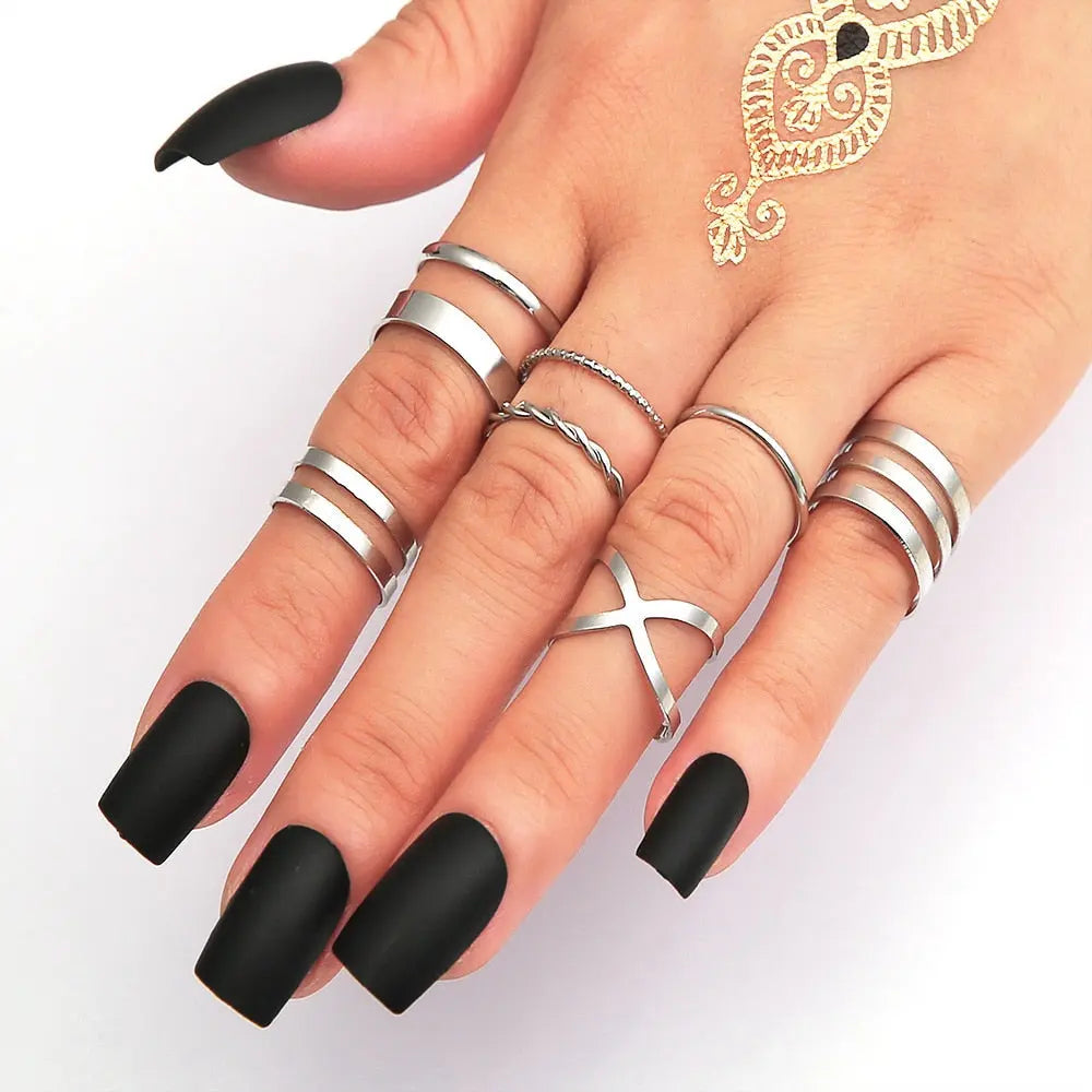 Fashion Jewelry Rings Set Hot Selling Metal Hollow Round Opening Women Finger Gift Streetsharks