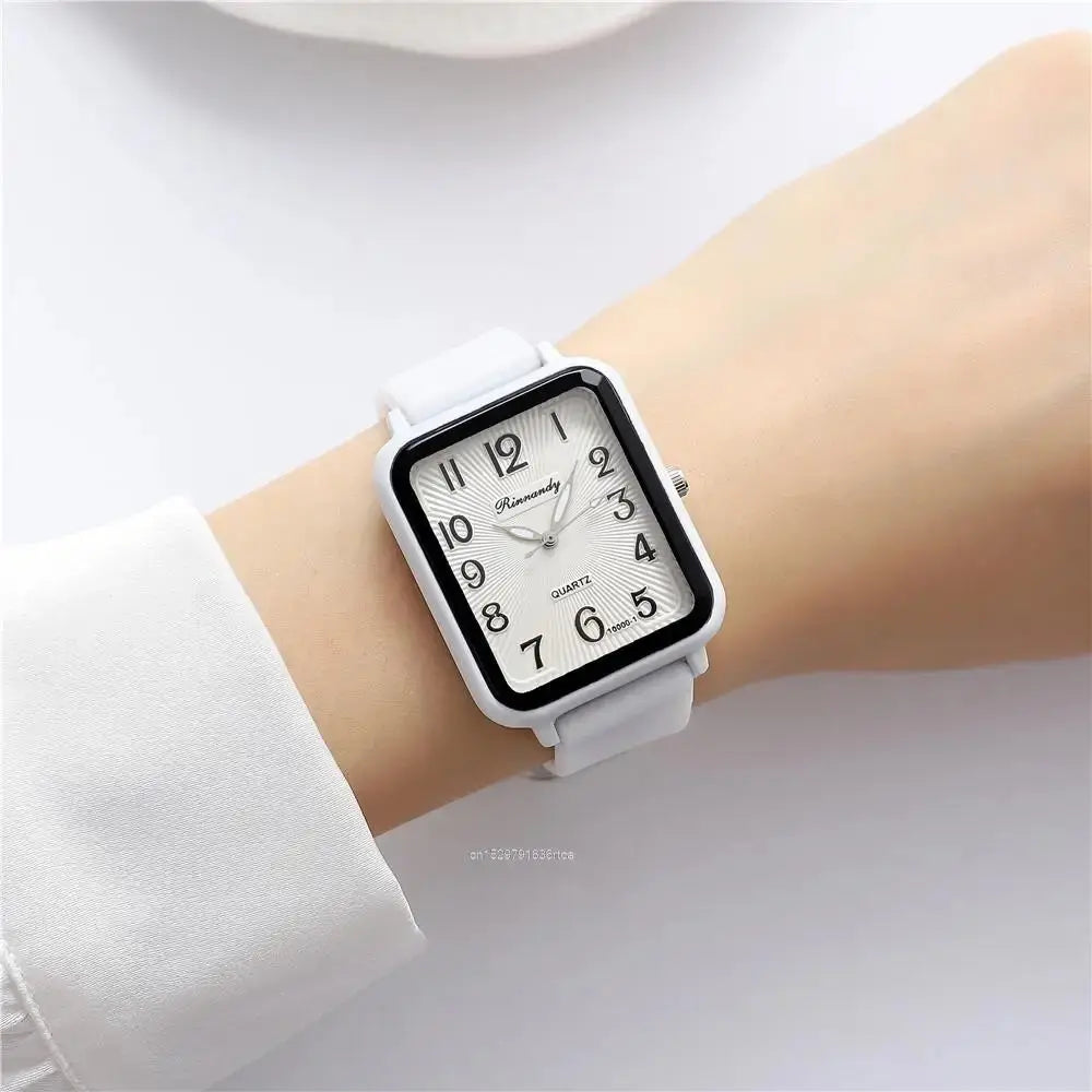 Fashion Lady Hot Sales Brands Watches Leisure Rectangle Digital Simple Women Quartz Watch Sports Silicone Strap Ladies Clock Streetsharks