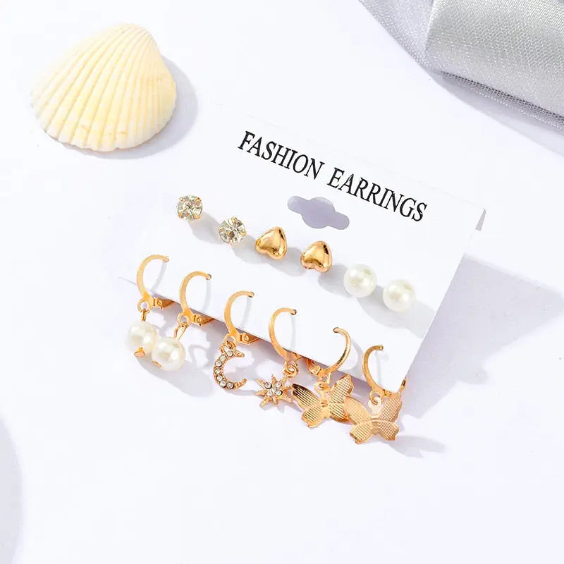 Fashion Pearl Hoop Earrings Set For Women Statement Metal Circle Jewelry Gifts Streetsharks