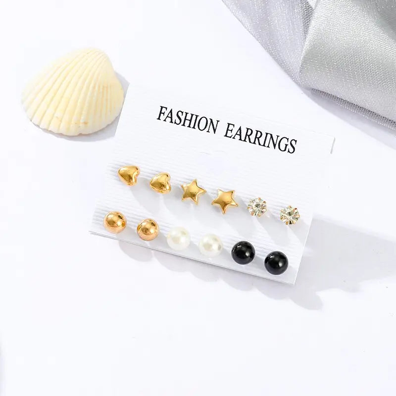 Fashion Pearl Hoop Earrings Set For Women Statement Metal Circle Jewelry Gifts Streetsharks