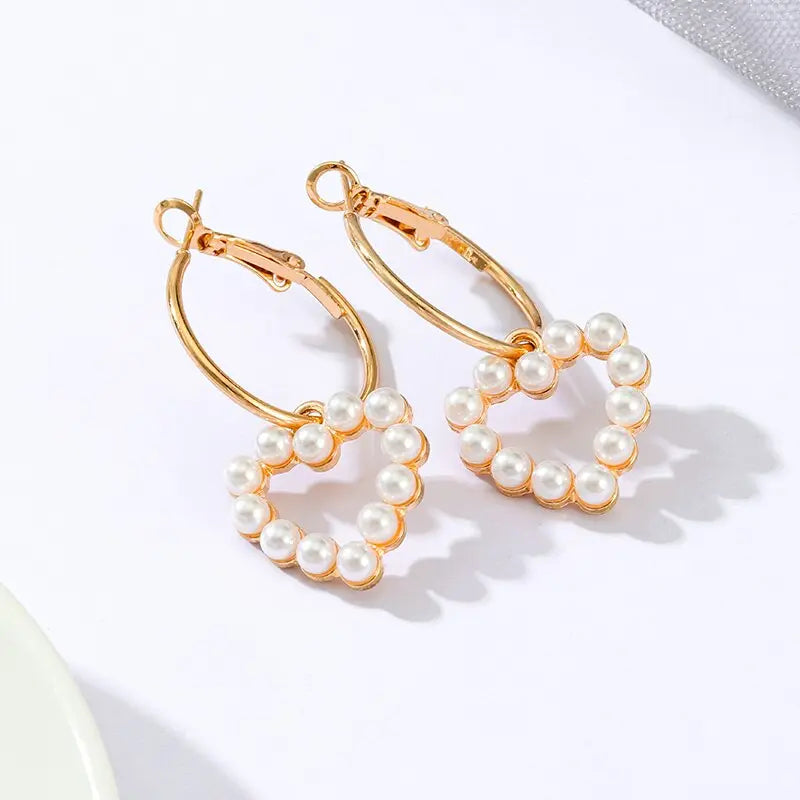 Fashion Pearl Hoop Earrings Set For Women Statement Metal Circle Jewelry Gifts Streetsharks