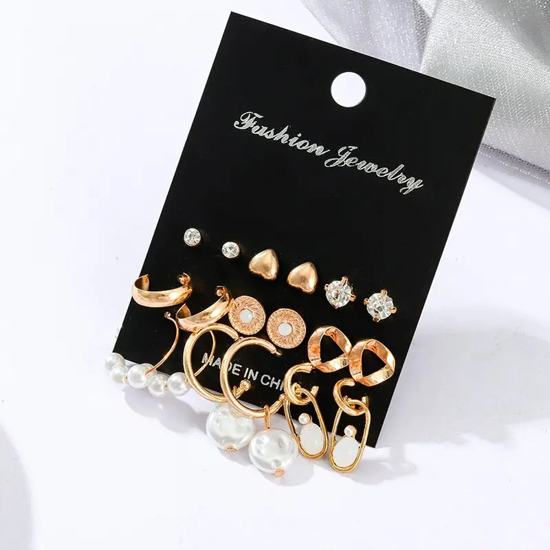 Fashion Pearl Hoop Earrings Set For Women Statement Metal Circle Jewelry Gifts Streetsharks