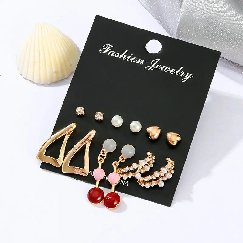 Fashion Pearl Hoop Earrings Set For Women Statement Metal Circle Jewelry Gifts Streetsharks