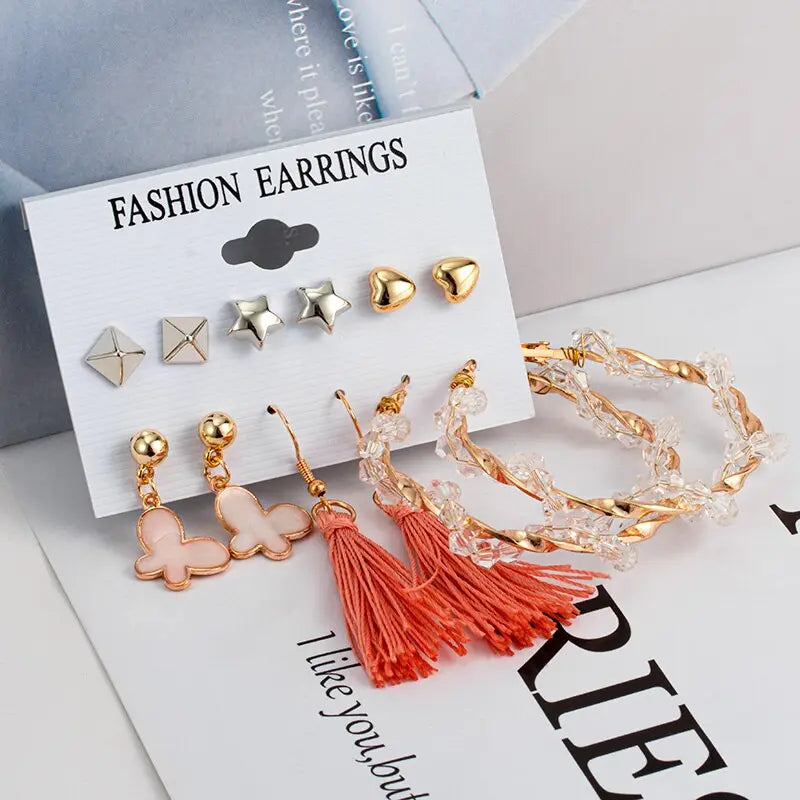 Fashion Pearl Hoop Earrings Set For Women Statement Metal Circle Jewelry Gifts Streetsharks