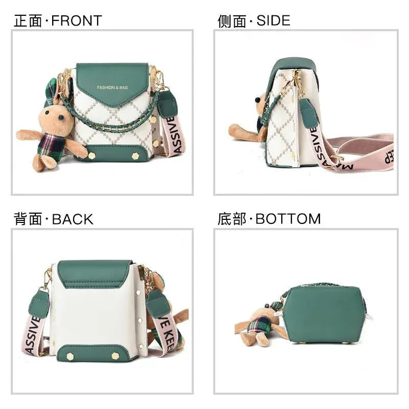 Fashion Women Pattern Shoulder Bag Hardware Chain Strap Color Block Messenger Handbag Composite Crossbody Bag Waist Bag Streetsharks