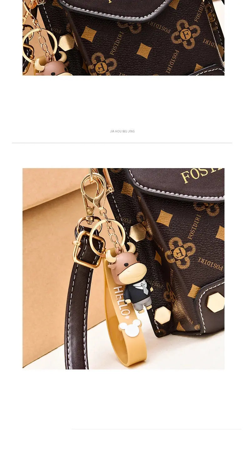 Fashion Women Pattern Shoulder Bag Hardware Chain Strap Color Block Messenger Handbag Composite Crossbody Bag Waist Bag Streetsharks