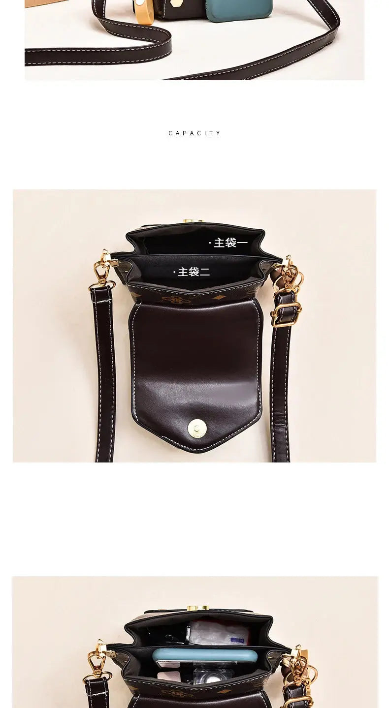 Fashion Women Pattern Shoulder Bag Hardware Chain Strap Color Block Messenger Handbag Composite Crossbody Bag Waist Bag Streetsharks