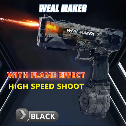 Fast mode Electric water gun Fast Mode Ice Explosion Pistol Water Gun Electric Continuous Water Gun Simulated Flame Sensor Light Fully Automatic Water Gun - Streetsharks