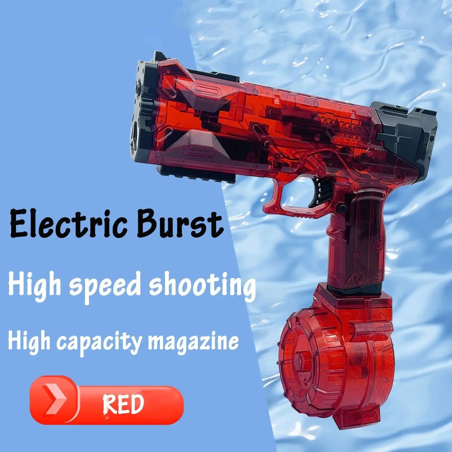 Fast Mode Ice Explosion Pistol Water Gun Electric Continuous Water Gun Simulated Flame Sensor Light Fully Automatic Water Gun Streetsharks