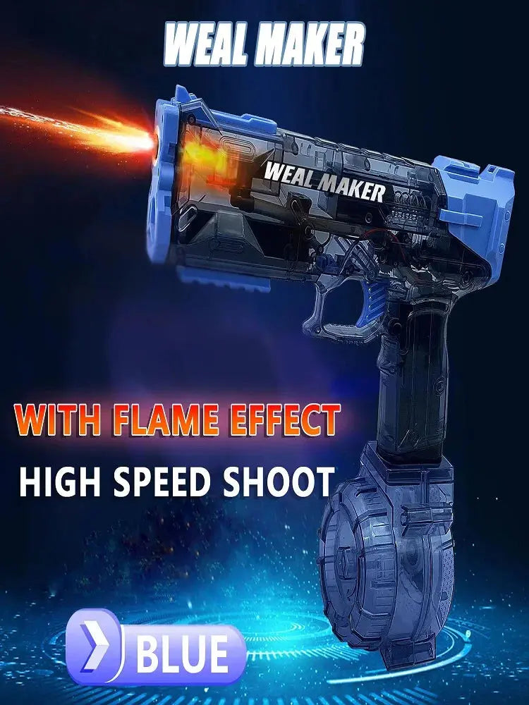 Fast mode Electric water gun Fast Mode Ice Explosion Pistol Water Gun Electric Continuous Water Gun Simulated Flame Sensor Light Fully Automatic Water Gun - Streetsharks