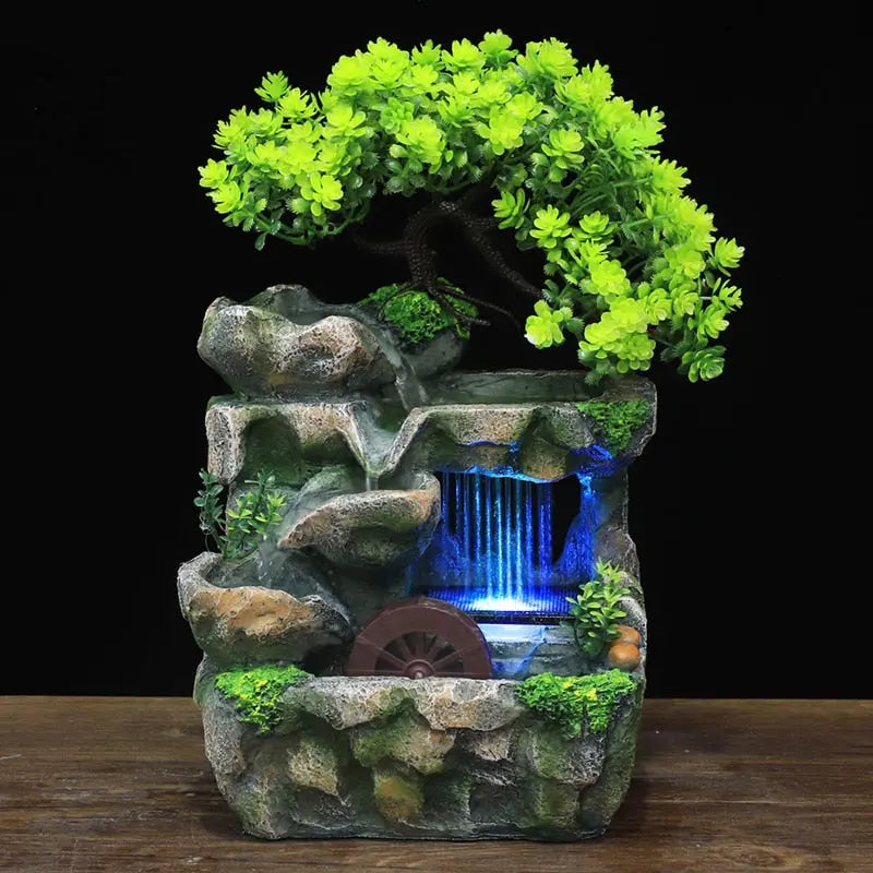 Fenn Sui Rockery Fountain for Living Room Flowing Water Waterfall Ornament with 7-Color LED Light Change -  Streetsharks