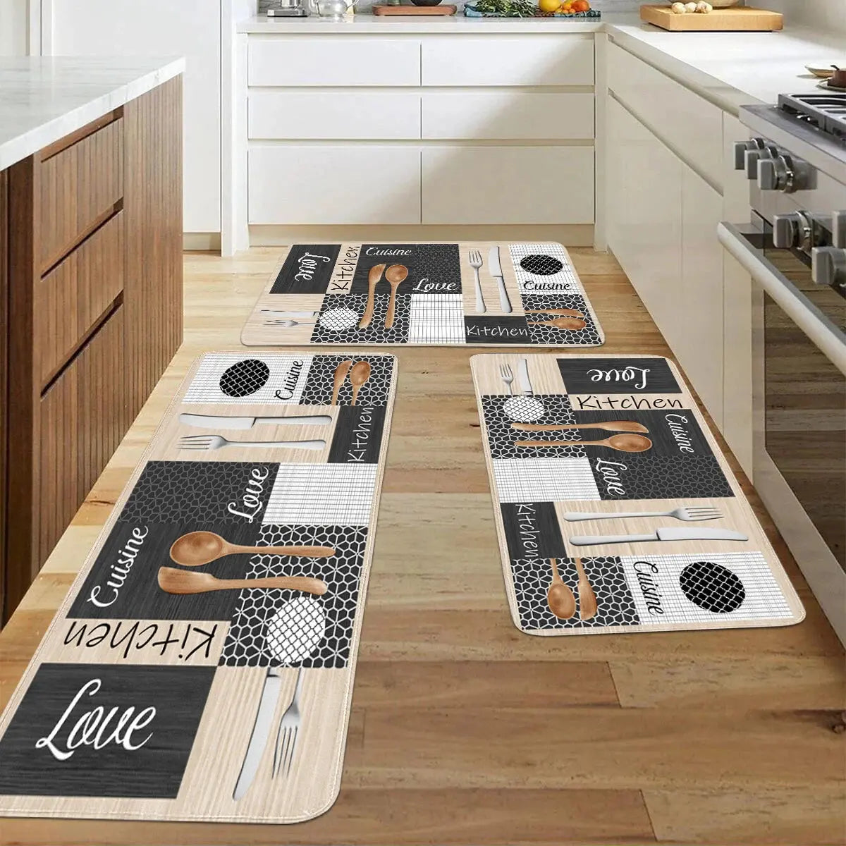 Flannel carpet mat, polyester tableware and various grid patterns, non-slip and anti-fade, suitable for outdoor flooring kitchen Streetsharks