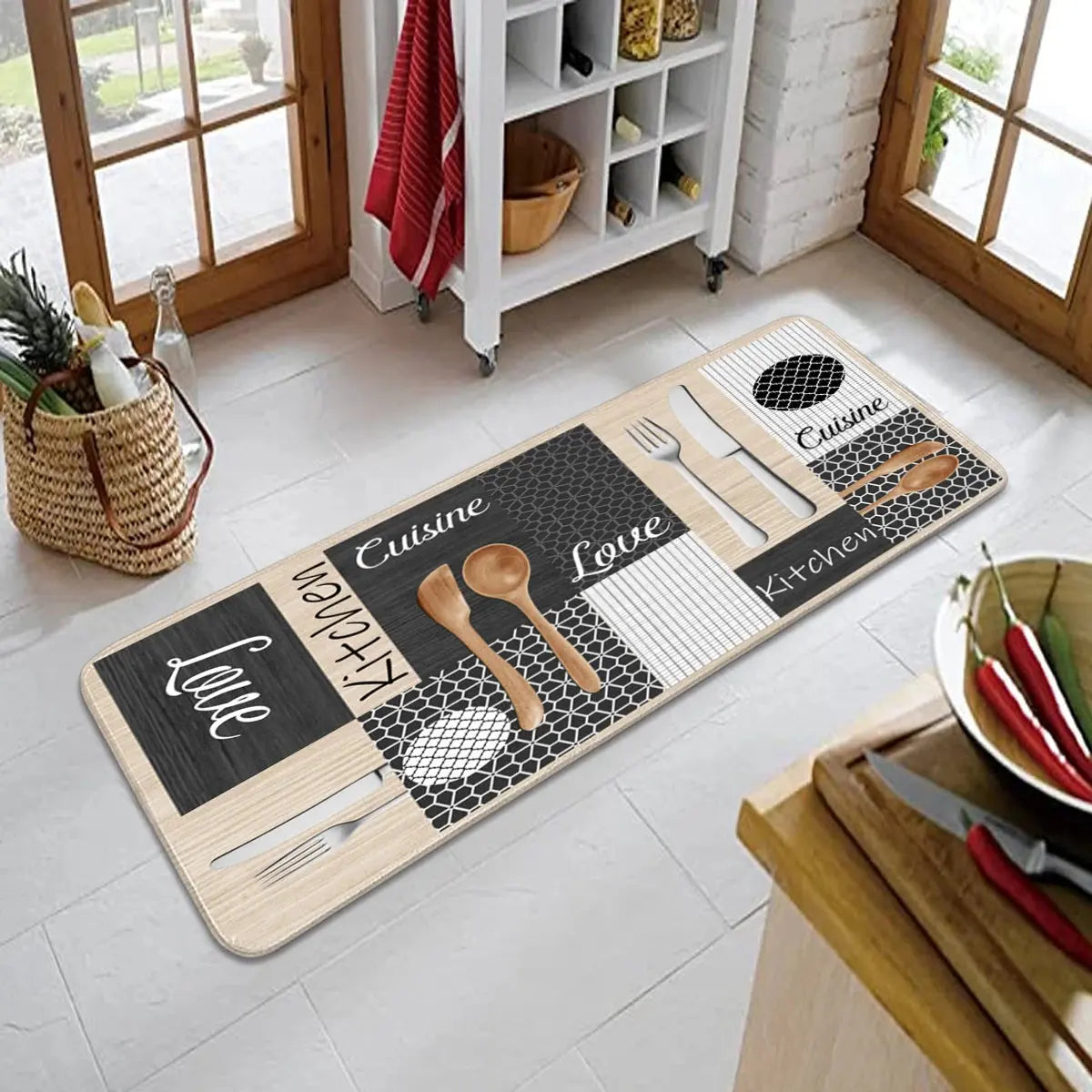 Flannel carpet mat, polyester tableware and various grid patterns, non-slip and anti-fade, suitable for outdoor flooring kitchen Streetsharks