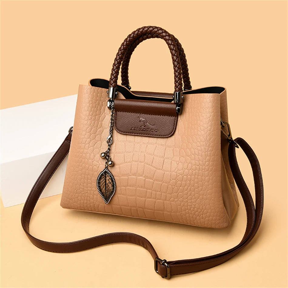 Brand Leather 3 Layers Alligator Crossbody Bag for Women Female Shoulder Messenger Sac Luxury Designer Ladies Handbags