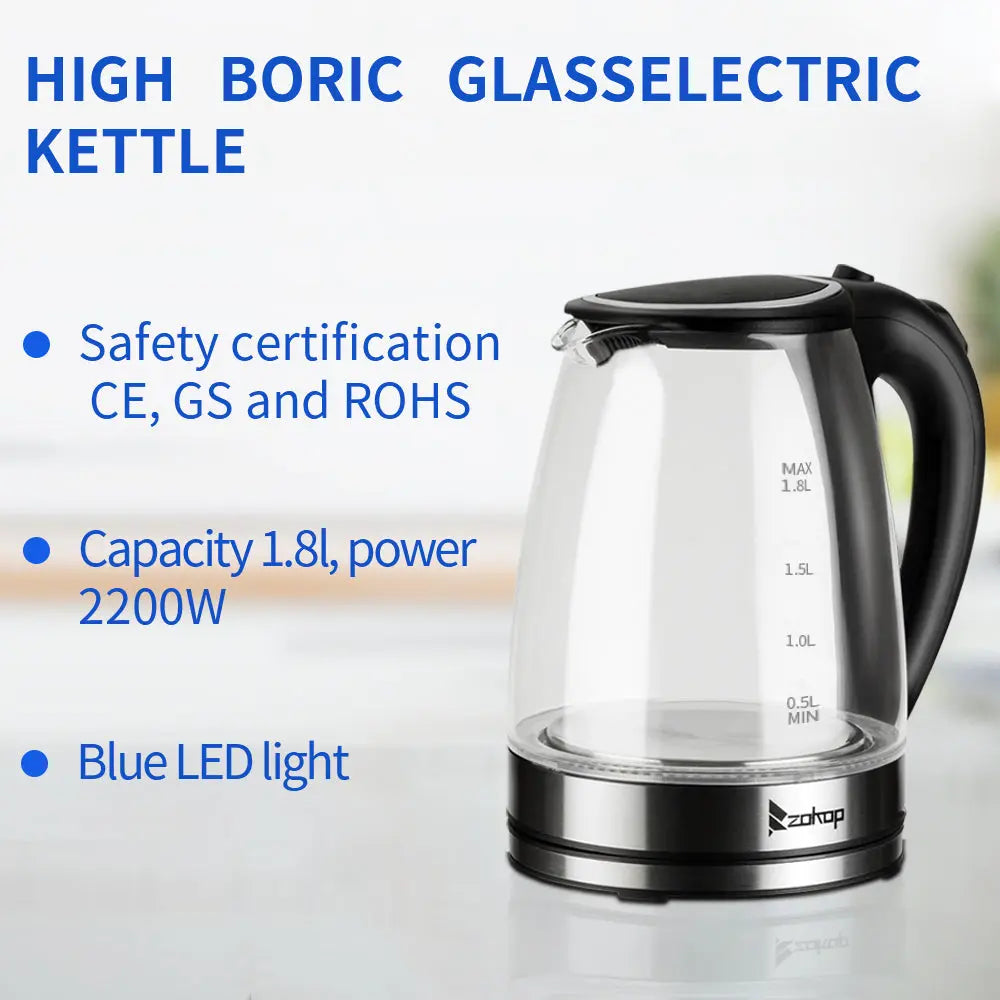 HD-1857-A 220V 2000W 1.8L Electric Glass Kettle UK Plug aee17d-2