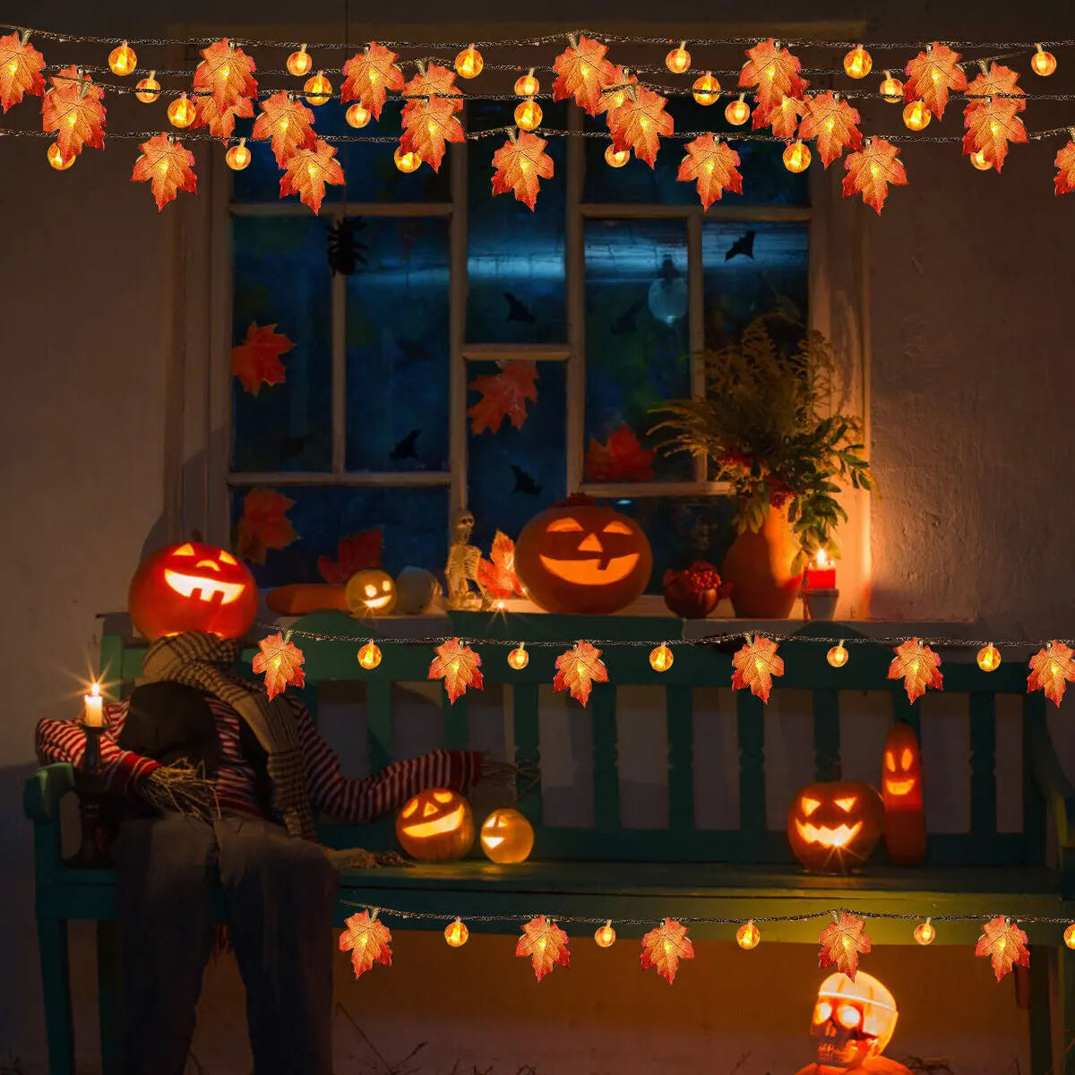 Halloween String Lights Pumpkin Lamp Light up Indoor Outdoor Garden Party Decor - Streetsharks