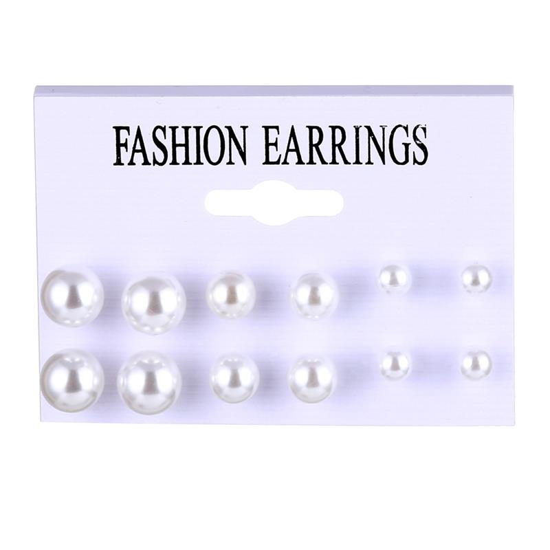 Earrings Set Pearl Geometric Crystal Heart Stud Earrings -  Streetsharks