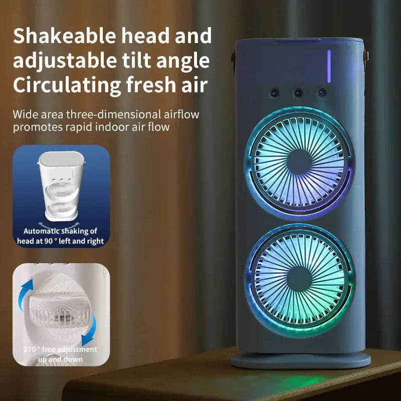 Hydrocooling Function and Double-ended Spray Fan for Portable Humidifier and Air Conditioner StreetSharks