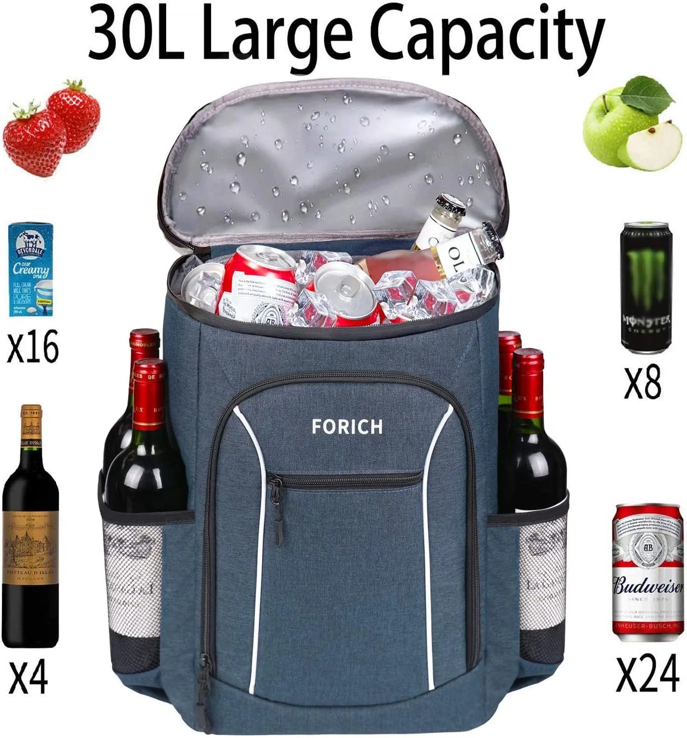 picnic cooler backpack Insulated Cooler Backpack Lightweight Soft Cooler Bag Leakproof Backpack Cooler for Men Women to Lunch Work Picnic Beach Camping Hiking Park Day Trips, 30 Cans - Streetsharks