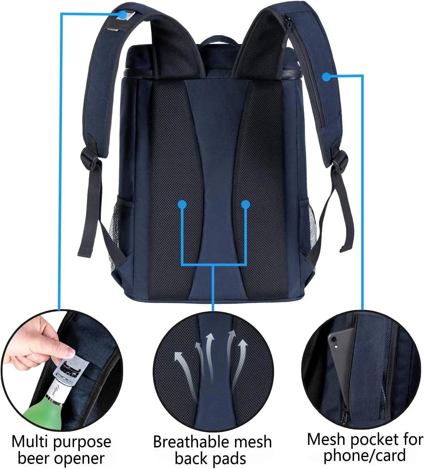 picnic cooler backpack Insulated Cooler Backpack Lightweight Soft Cooler Bag Leakproof Backpack Cooler for Men Women to Lunch Work Picnic Beach Camping Hiking Park Day Trips, 30 Cans - Streetsharks