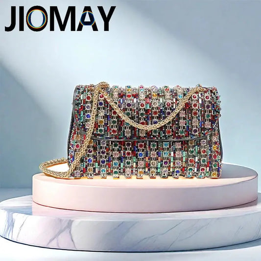 JIOMAY Fashion Bag for Party Women Elegant And Versatile Rhinestone Purse Luxury Designer Handbags High Quality 2024 Tote Bag Streetsharks