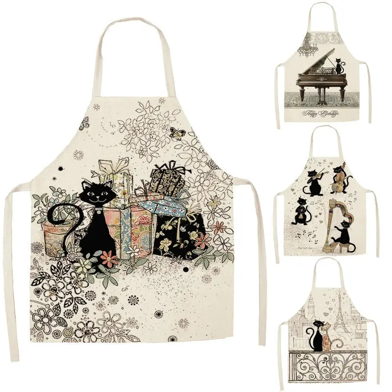 Kitchen Apron for Women Cotton Linen Bibs Household Cleaning Pinafore Home Cooking Streetsharks