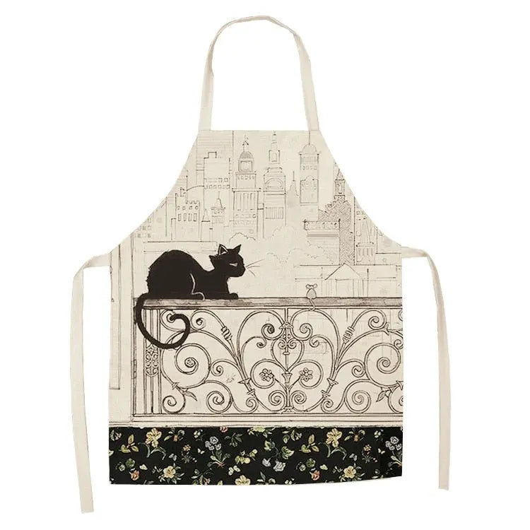 Kitchen Apron for Women Cotton Linen Bibs Household Cleaning Pinafore Home Cooking Streetsharks