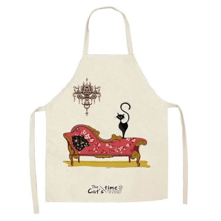 Kitchen Apron for Women Cotton Linen Bibs Household Cleaning Pinafore Home Cooking Streetsharks