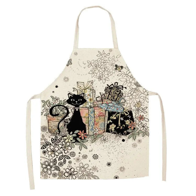 Kitchen Apron for Women Cotton Linen Bibs Household Cleaning Pinafore Home Cooking Streetsharks