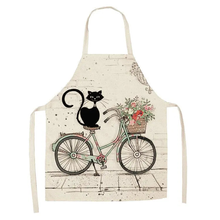 Kitchen Apron for Women Cotton Linen Bibs Household Cleaning Pinafore Home Cooking Streetsharks