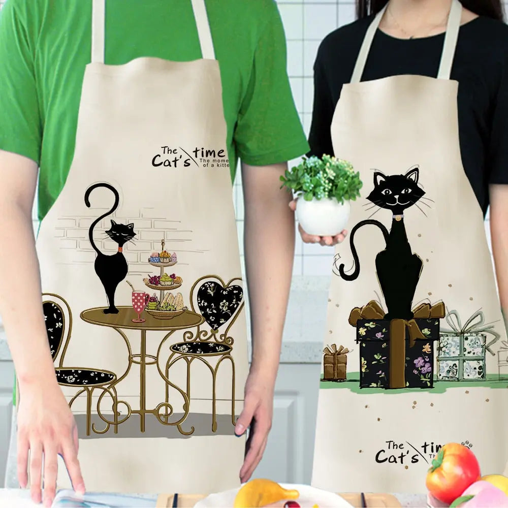 Kitchen Apron for Women Cotton Linen Bibs Household Cleaning Pinafore Home Cooking Streetsharks