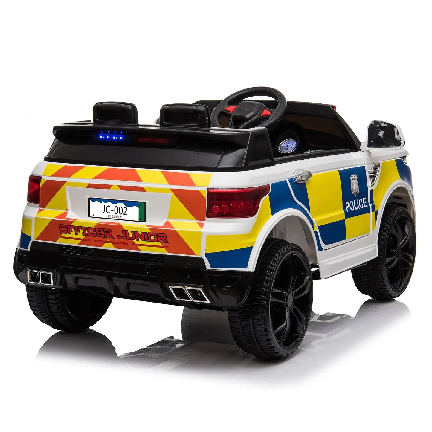 LEADZM Dual Drive 12V 7Ah Police Car with 2.4G Remote Control White aee17d-2