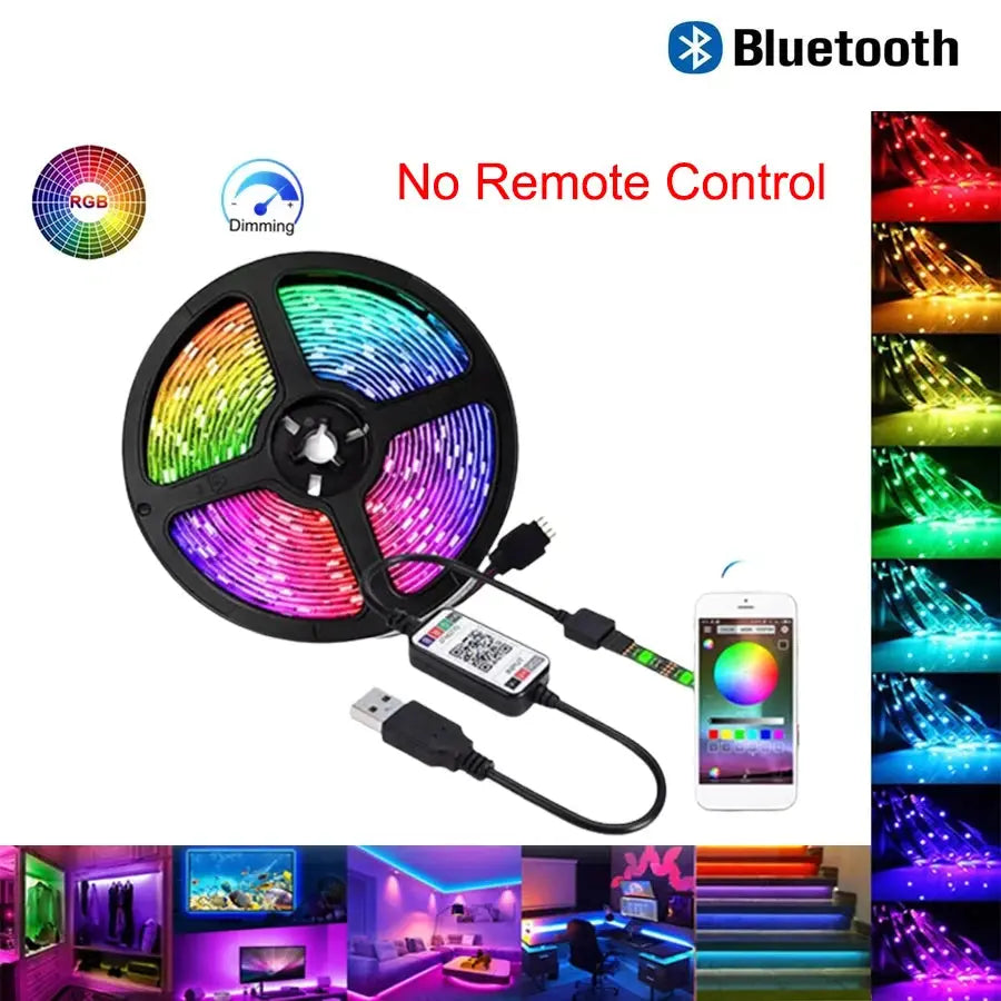 LED Strip Light 5050 USB Bluetooth Flexible Lamp Tape RGB Ribbon 1M 2M 3M 4M 5M DC 5V Decoration TV BackLight - Streetsharks