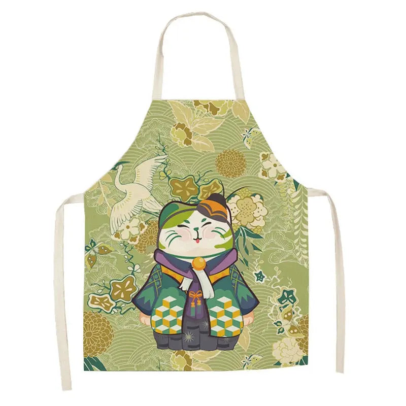 Lucky Cat Apron Kitchen Aprons for Women Cotton Linen Bibs Household Streetsharks