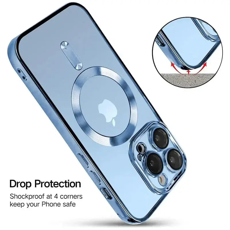 Magnetic Case For IPhone 13 14 11 12 15 Pro Max 15 Plus Clear Lens Protection For Magsafe Wireless Charging Plating Cases Cover Streetsharks