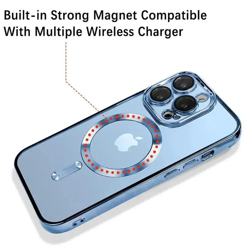 Magnetic Case For IPhone 13 14 11 12 15 Pro Max 15 Plus Clear Lens Protection For Magsafe Wireless Charging Plating Cases Cover Streetsharks