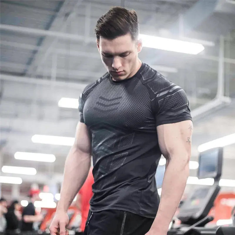 Men's Compression T-Shirt. Men's Shirts Skinny Tee Shirt. Men's Gym T-Shirts. Running T-Shirt. Fitness Sports T-Shirts. -  Streetsharks