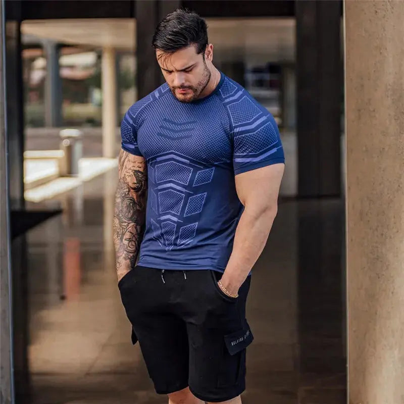 Men's Compression T-Shirt. Men's Shirts Skinny Tee Shirt. Men's Gym T-Shirts. Running T-Shirt. Fitness Sports T-Shirts. -  Streetsharks