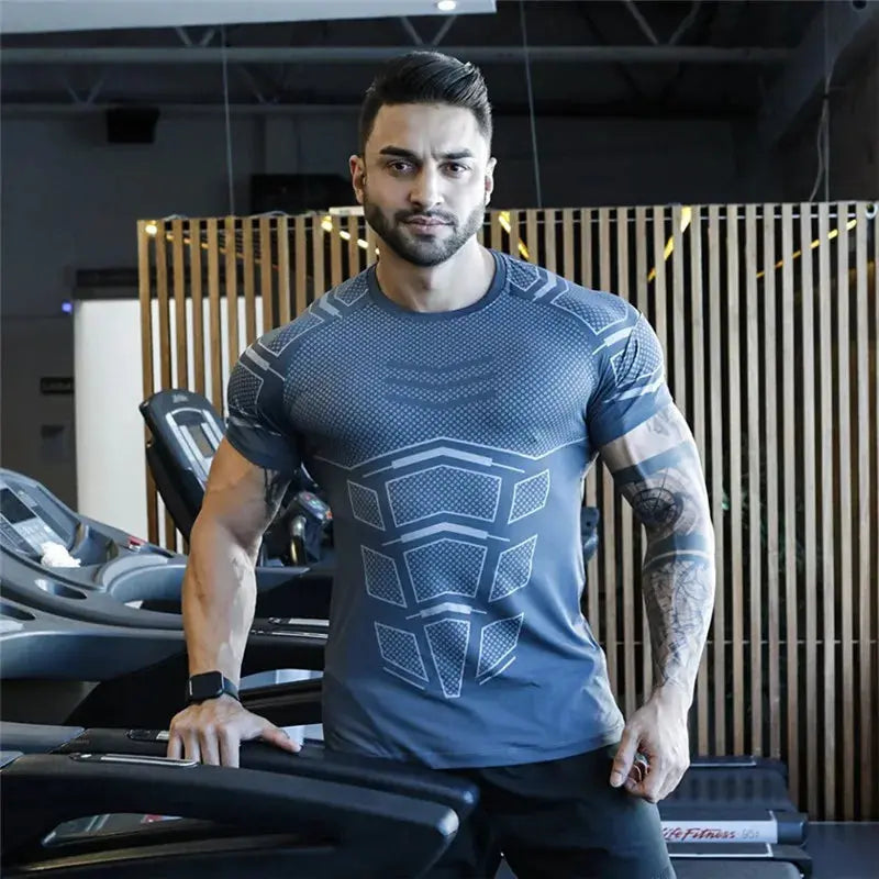 Men's Compression T-Shirt. Men's Shirts Skinny Tee Shirt. Men's Gym T-Shirts. Running T-Shirt. Fitness Sports T-Shirts. -  Streetsharks