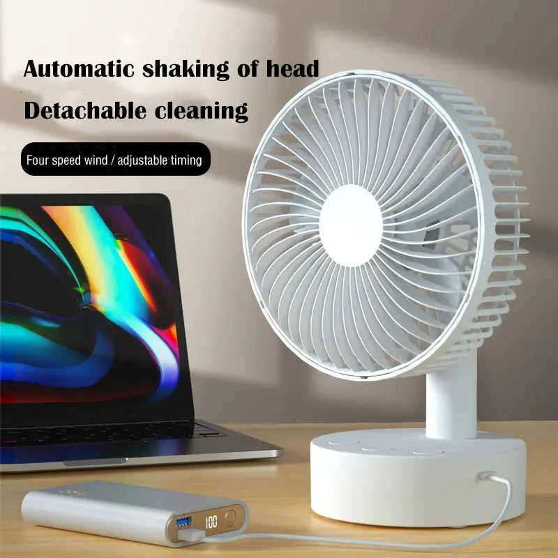 Mini Oscillating Fan, Portable Battery-Operated Table Fan with 4 Speed Levels, 6-inch Desk fan with Timer Streetsharks